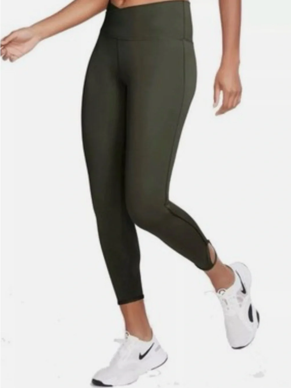 Nike Dri Fit Women’s Olive Green High Rise Cut Out Leggings - Picture 1 of 8